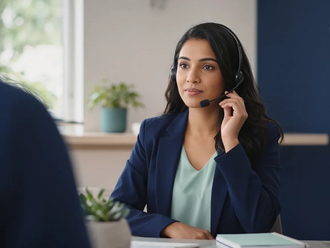 A representative customer advisor listening during a business consultation